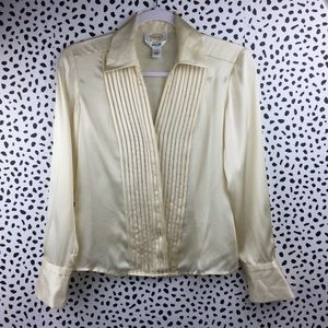 Talbots Pure Silk Tucked Blouse Size 2